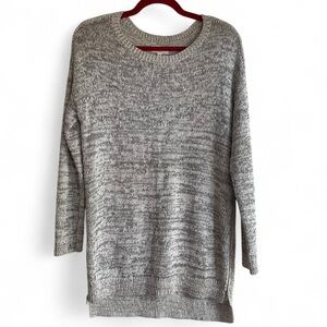 Lou & Grey Marled Gray Knit Sweater with Zip Details Size M